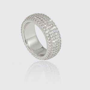 Dazzling Silver Pave Band Ring